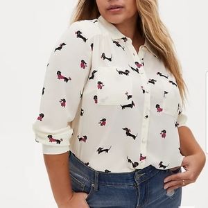 Dog print blouse, NWT